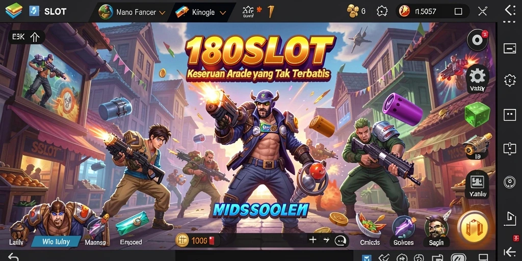 Tampilan gameplay seru 180SLOT dengan mesin slot yang berwarna-warni.