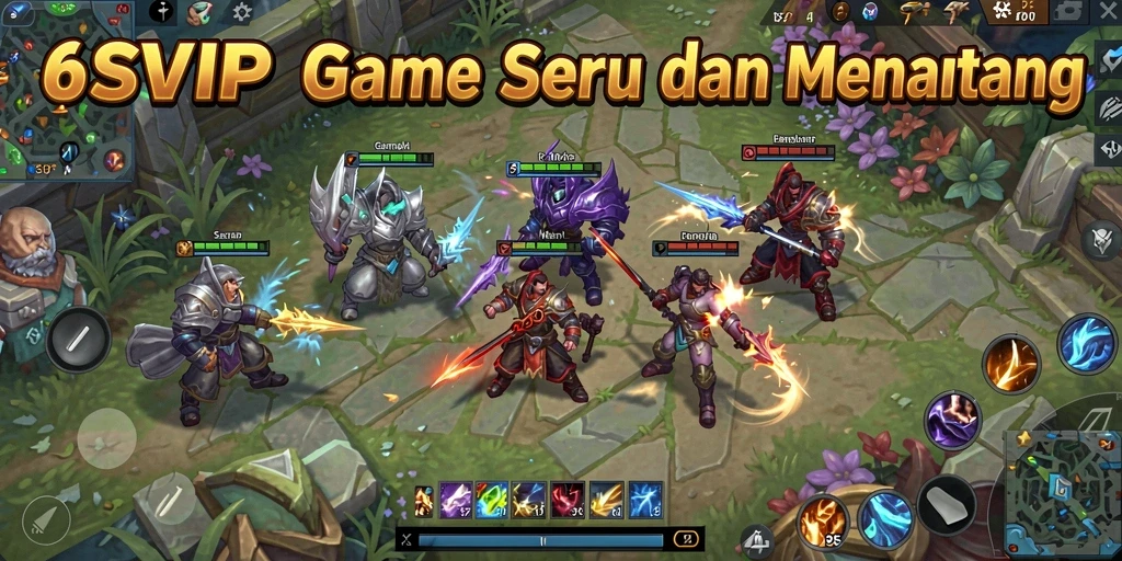 Gameplay seru dari 6SVIP yang menunjukkan aksi permainan MOBA.