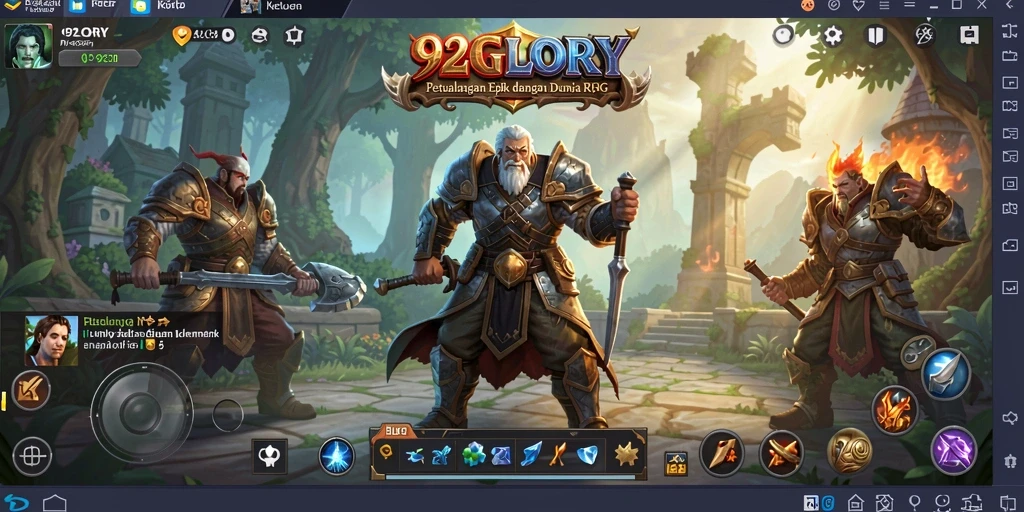 Tangkapan layar gameplay <strong>92GLORY</strong> yang menunjukkan pertempuran epik.