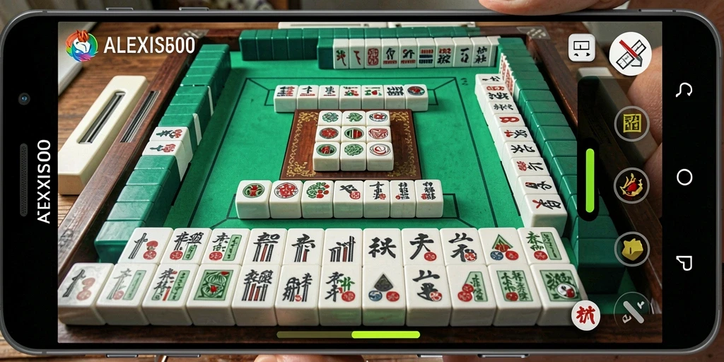 Tampilan gameplay ALEXIS500 dalam permainan Mahjong yang mendebarkan.