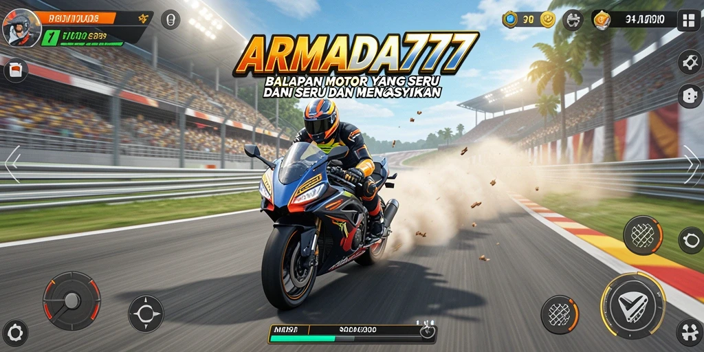 Tampilan gameplay yang mendebarkan dalam balapan motor.