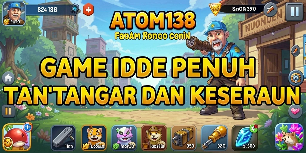 Tampilan gameplay <strong>ATOM138</strong> menunjukkan karakter mengumpulkan sumber daya secara otomatis.