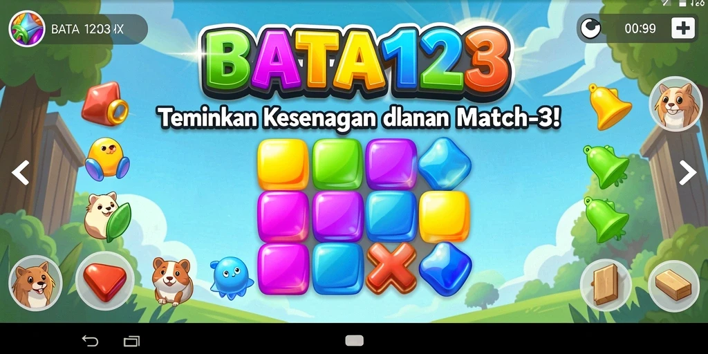 Tangkapan layar gameplay BATA123, menunjukkan level menantang dalam Match-3.