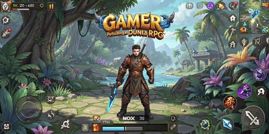 Screenshot dari gameplay RPG yang penuh aksi dan petualangan.