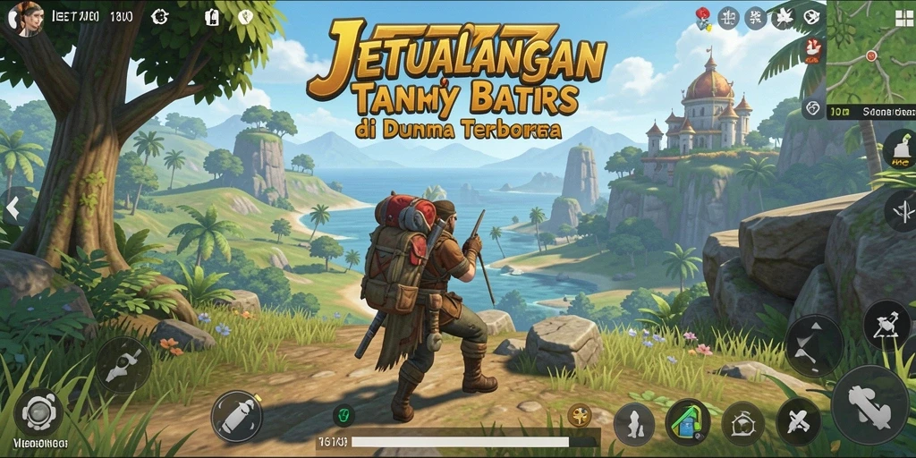 Screenshot gameplay JET77 menampilkan petualangan di dunia terbuka yang luas.