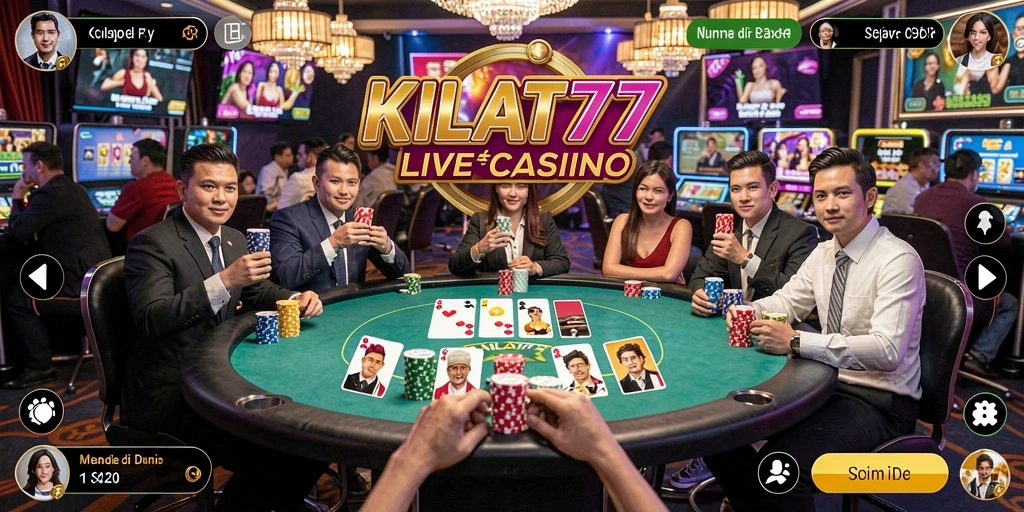 Screenshot gameplay KILAT77 dengan dealer langsung dan permainan seru.