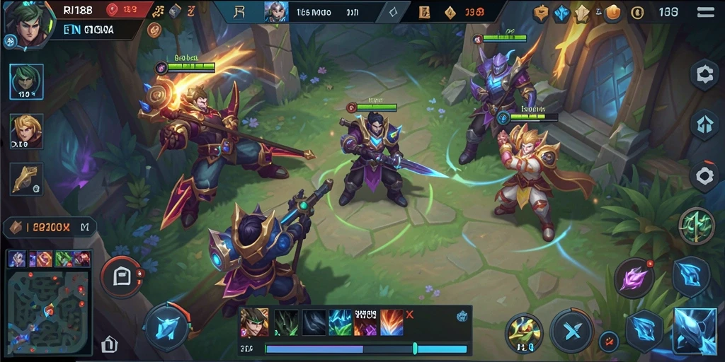 Tampilan gameplay menarik dari RI188 dalam pertempuran MOBA.