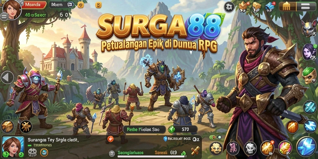 Tangkapan layar gameplay SURGA88 yang menampilkan pertarungan epik.