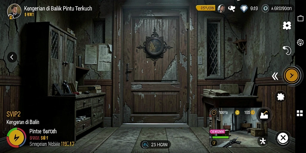Screenshot gameplay SVIP2 menampilkan suasana mencekam dan efek visual yang menakutkan.