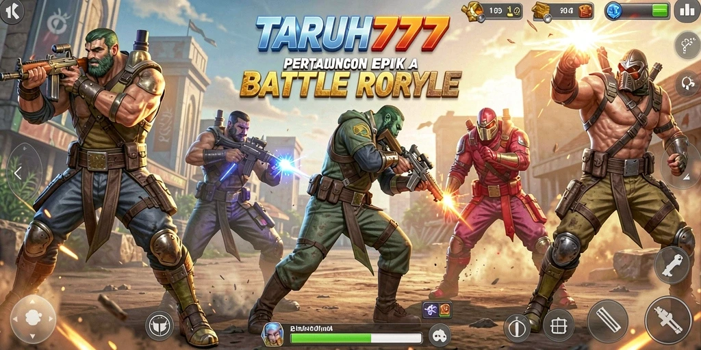 Tampilan gameplay seru di TARUH777 dengan aksi Battle Royale.