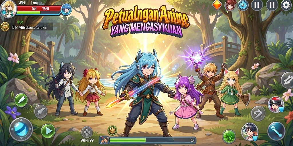 Tampilan gameplay WIN199 yang penuh aksi dan karakter Anime yang menarik.